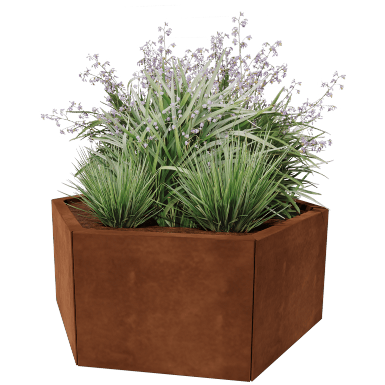 Floreira em aço corten - Hexágono - 99,3 x 86,6 cm