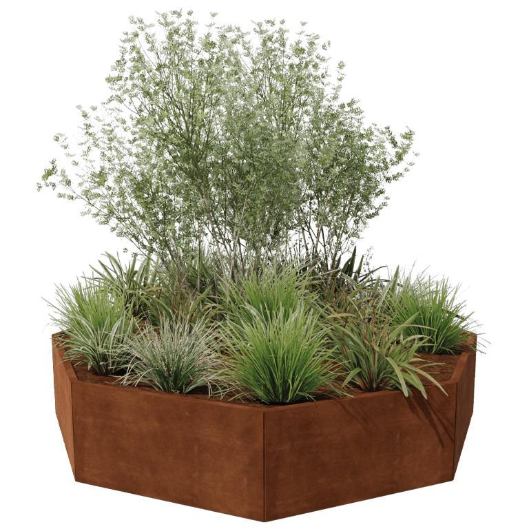 Floreira em aço corten - Octógone - 241,4 x 241,4 cm