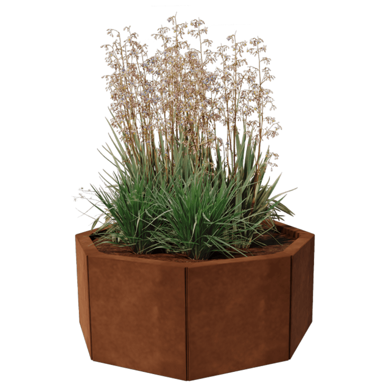 Floreira em aço corten - Octógone - 72,4 x 72,4 cm