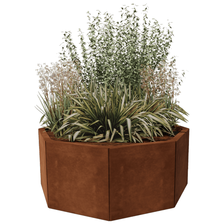 Floreira em aço corten - Octógone - 96,6 x 96,6 cm