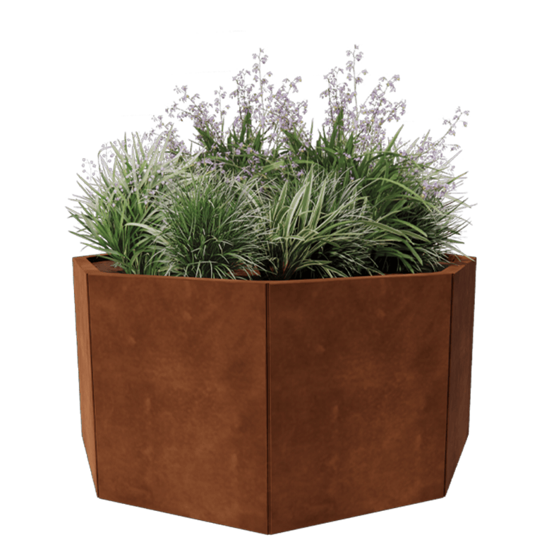 Floreira em aço corten - Octógone - 120,7 x 120,7 cm