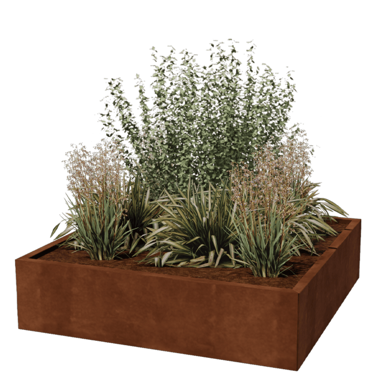 Floreira em aço corten - Quadrado - 120 x 120 cm