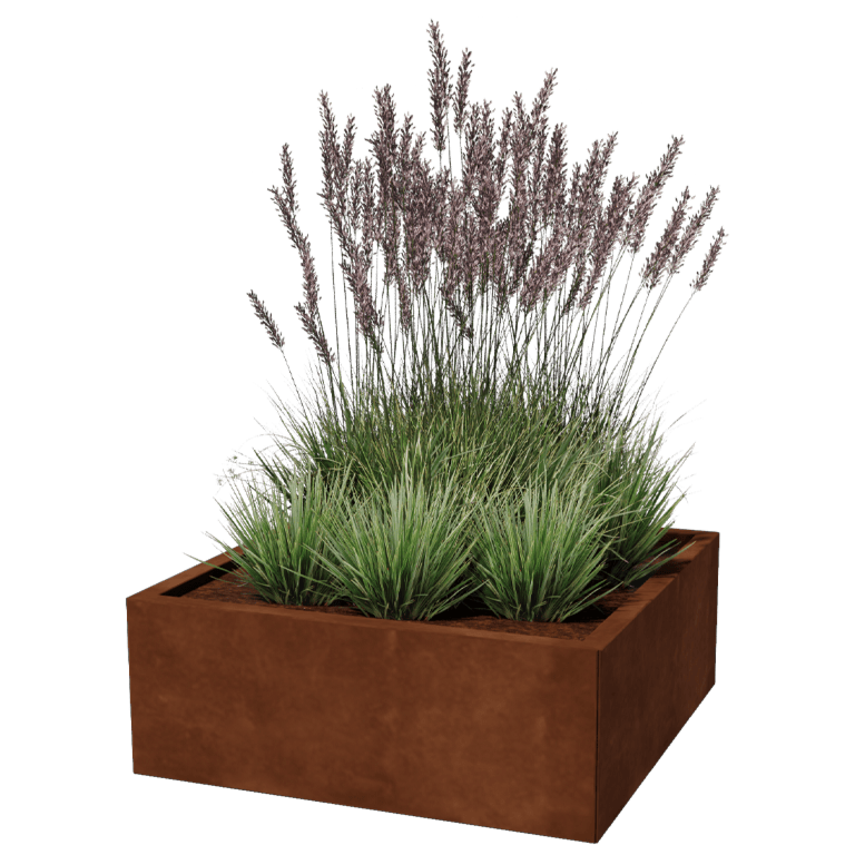 Floreira em aço corten - Quadrado - 80 x 80 cm