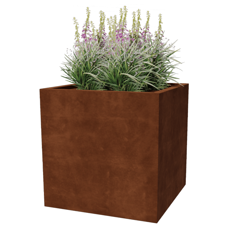 Floreira em aço corten - Quadrado - 80 x 80 x 80 cm - Soldado