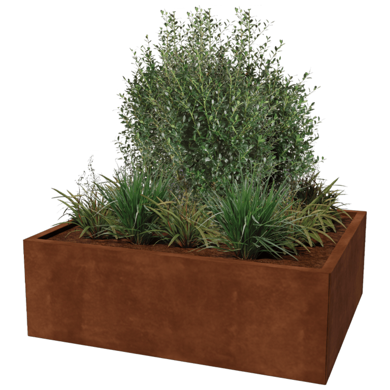 Floreira em aço corten - Retângulo - 100 x 120 cm