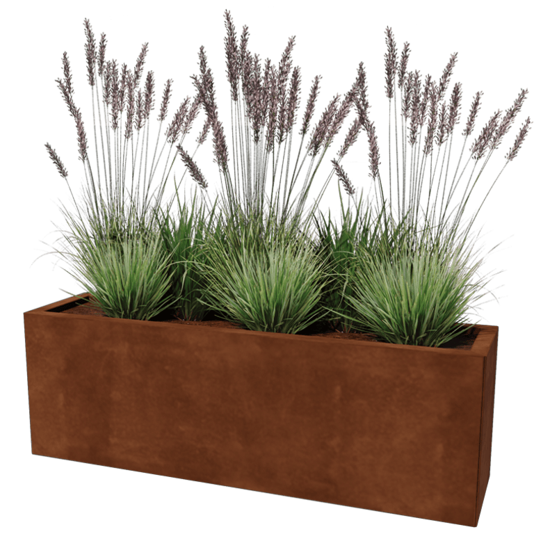 Floreira em aço corten - Retângulo - 30 x 120 cm
