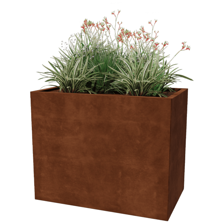 Floreira em aço corten - Retângulo - 60 x 100 cm