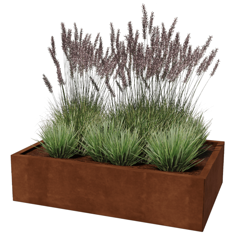 Floreira em aço corten - Retângulo - 80 x 120 cm