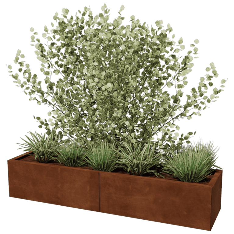 Floreira em aço corten XXL - Retângulo - 160 x 40 cm