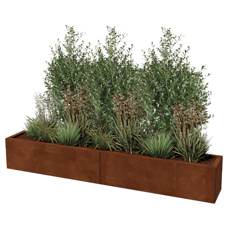 Floreira em aço corten XXL - Retângulo - 200 x 30 cm