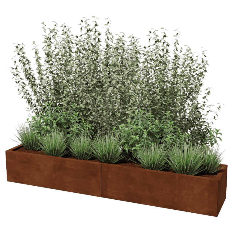 Floreira em aço corten XXL - Retângulo - 200 x 40 cm