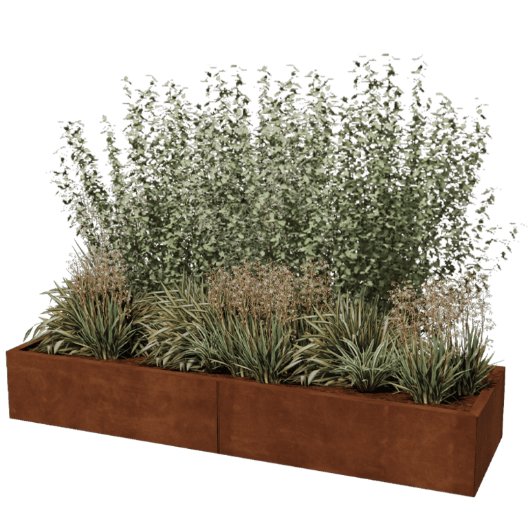 Floreira em aço corten XXL - Retângulo - 200 x 60 cm