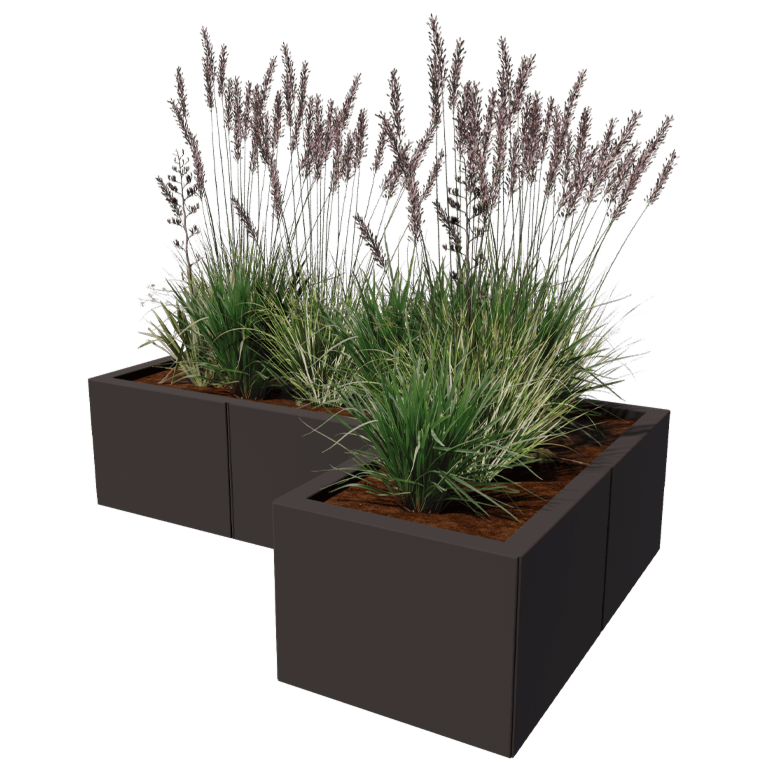 Floreira em aço - Forma de L - 120 x 80 cm