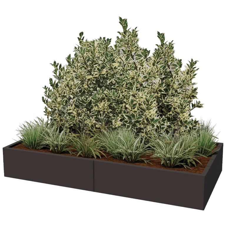 Floreira XXL em aço - Retângulo - 200 x 100 x 40 cm - Outra cor RAL - Sem placa de base