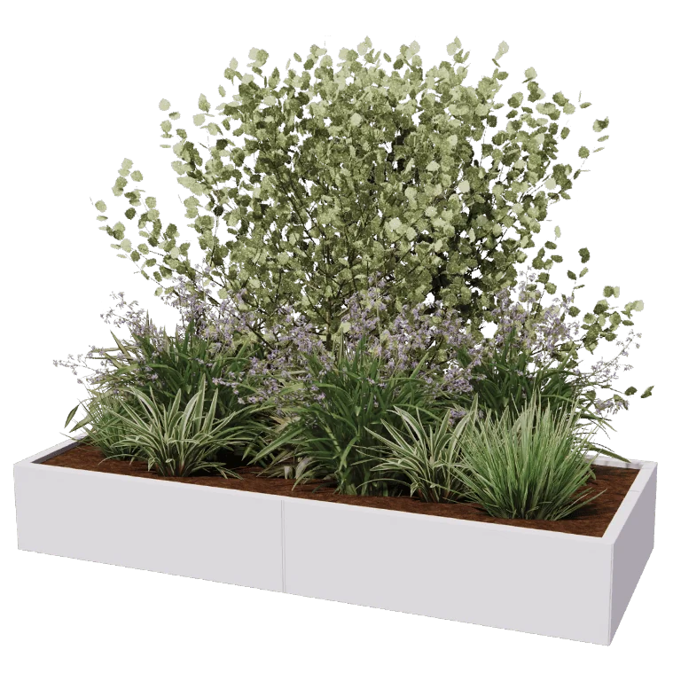 Floreira XXL em aço - Retângulo - 200 x 80 x 40 cm - Outra cor RAL - Sem placa de base
