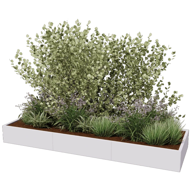 Floreira XXL em aço - Retângulo - 300 x 100 x 80 cm - Outra cor RAL - Sem placa de base
