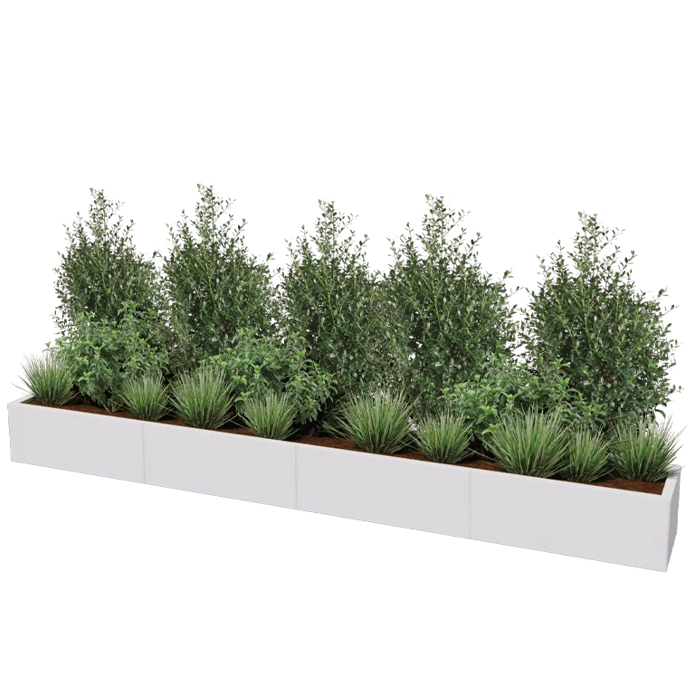 Floreira XXL em aço - Retângulo - 320 x 40 x 40 cm - Outra cor RAL - Sem placa de base
