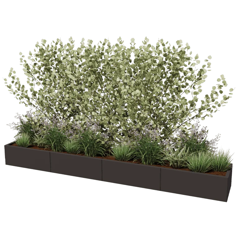 Floreira XXL em aço - Retângulo - 320 x 50 x 40 cm - Outra cor RAL - Sem placa de base