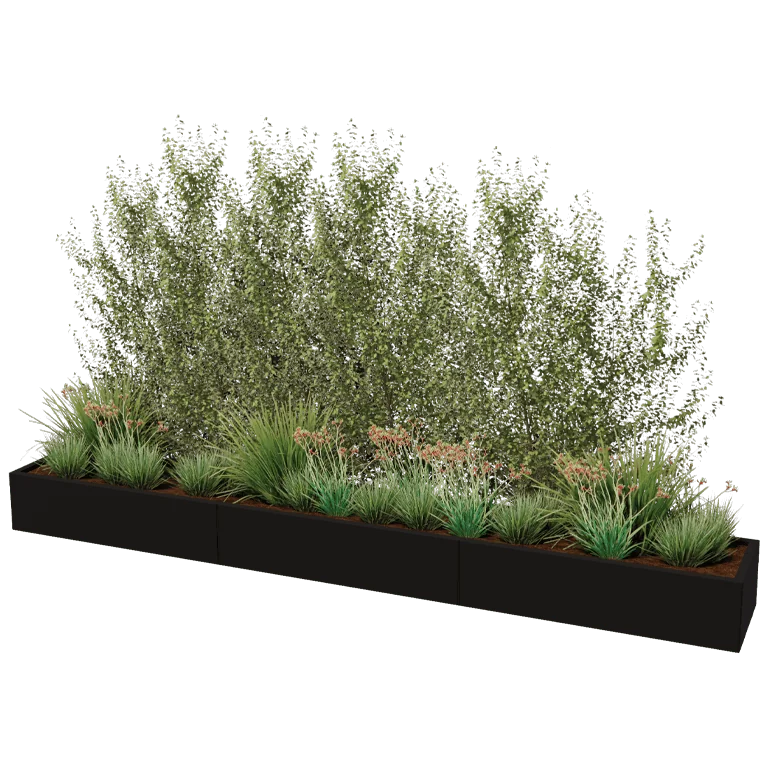 Floreira XXL em aço - Retângulo - 360 x 50 x 40 cm - Outra cor RAL - Sem placa de base