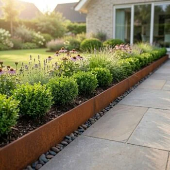Bordadura em aço corten - Reta - Altura 15 cm - 240 cm