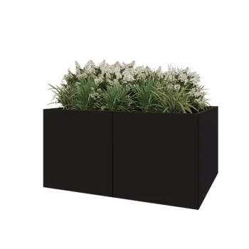 Floreira XXL em aço - Retângulo - 160 x 120 x 80 cm - RAL9005 fosco (preto) - Com placa de base