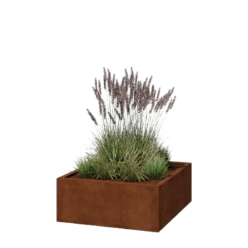 Floreira em aço corten - Quadrado - 100 x 100 x 40 cm - Soldado - Sem placa de base