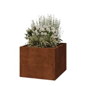 Floreira em aço corten - Quadrado - 100 x 100 x 80 cm - Soldado - Sem placa de base