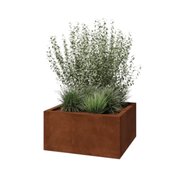Floreira em aço corten - Quadrado - 80 x 80 x 40 cm - Soldado - Sem placa de base