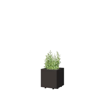 Floreira em aço - Quadrado - 30 x 30 x 30 cm - Outra cor RAL - Com placa de base - Com pés