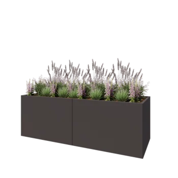 Floreira XXL em aço - Retângulo - 240 x 80 x 80 cm - RAL7016 fosco (cinzento antracite) - Com placa de base