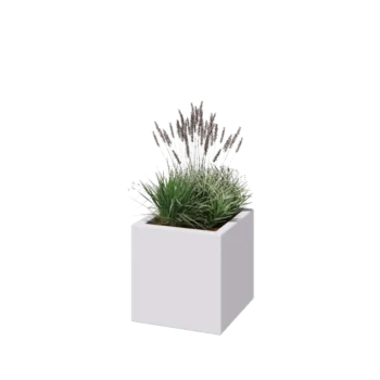 Floreira em fibra de vidro - Quadrado - 40 x 40 x 40 cm - RAL9010 mate (branco) - Com fundo