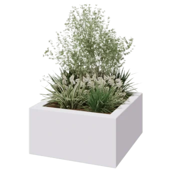 Floreira em fibra de vidro - Quadrado - 80 x 80 x 40 cm - RAL9010 mate (branco) - Com fundo