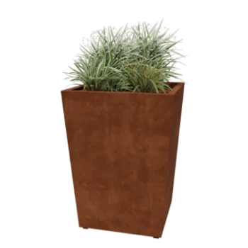 Floreira em aço corten - Cone - 80 x 80 x 101,5 cm - Soldado - Com placa de base