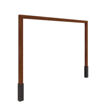 Pérgola em aço corten - Reta - 400 x 230 cm - Com base de betão