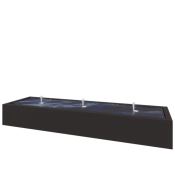 Fonte em alumínio - Lyra - 300 x 80 x 40 cm - RAL9005 fosco (preto) - Com Iluminação LED
