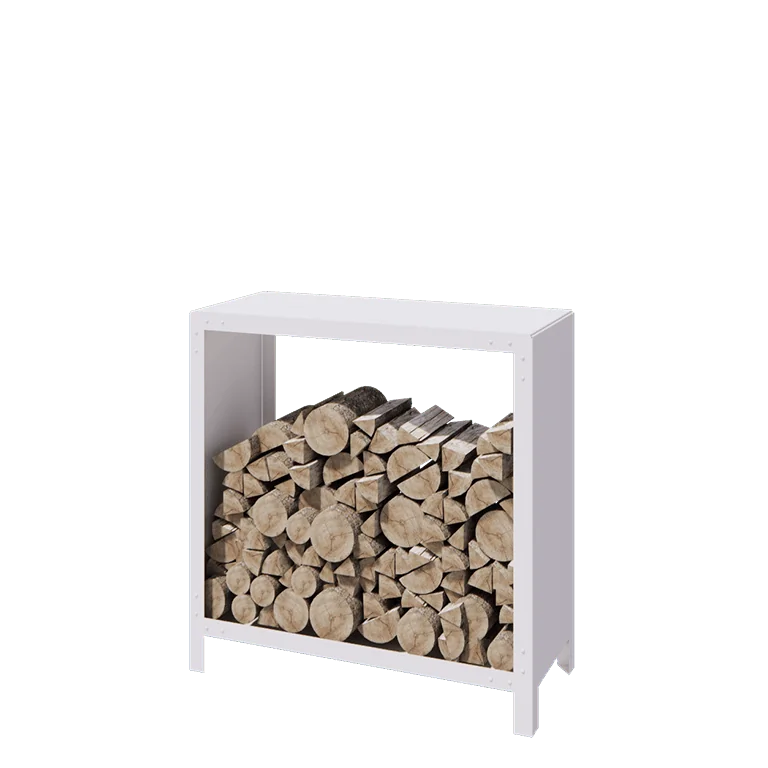 Abrigo para lenha em aço - Indiana - 100 x 40 x 100 cm - RAL9010 fosco (branco)