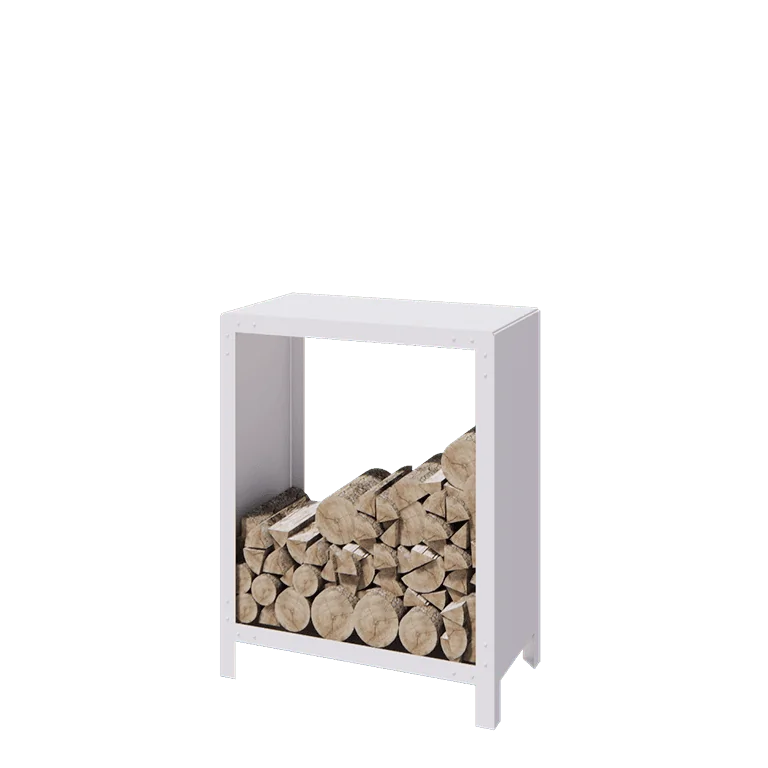 Abrigo para lenha em aço - Indiana - 80 x 40 x 100 cm - RAL9010 fosco (branco)