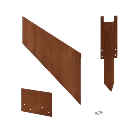 Bordadura em aço corten - Achatada - Altura 23 cm - Conjunto completo 15 metro