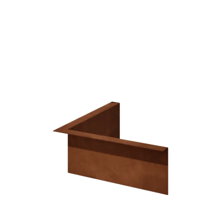 Bordadura em aço corten - Fixa - Canto interno - Altura 12 cm
