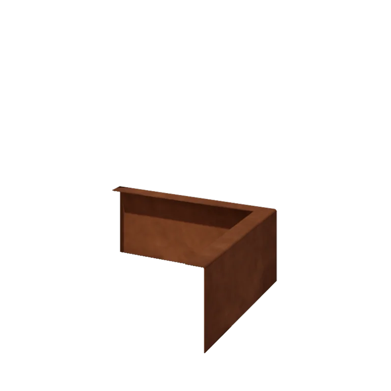 Bordadura em aço corten - Fixa - Canto externo - Altura 12 cm