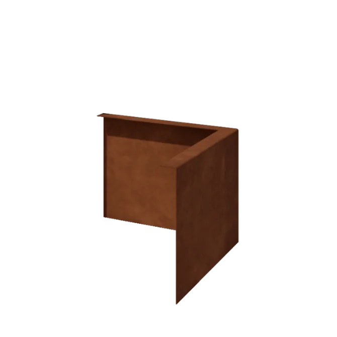 Bordadura em aço corten - Fixa - Canto externo - Altura 22 cm