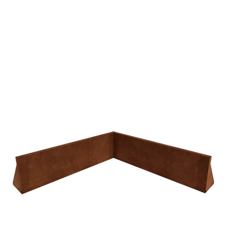 Muro de contenção em aço corten - Canto interno - 100 x 100 x 30 cm