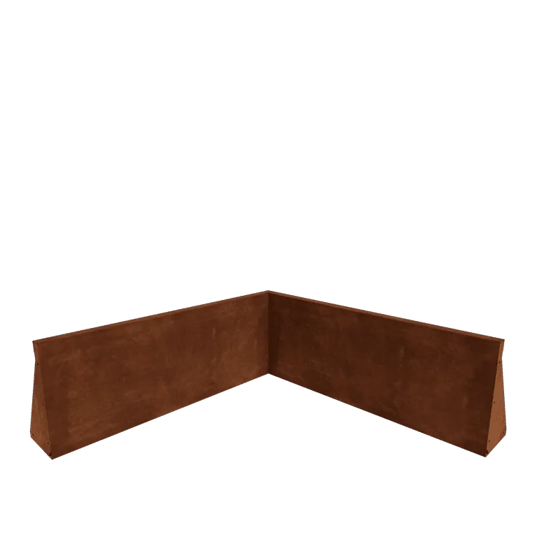 Muro de contenção em aço corten - Canto interno - 100 x 100 x 40 cm