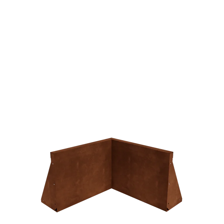 Muro de contenção em aço corten - Canto interno - 50 x 50 x 40 cm
