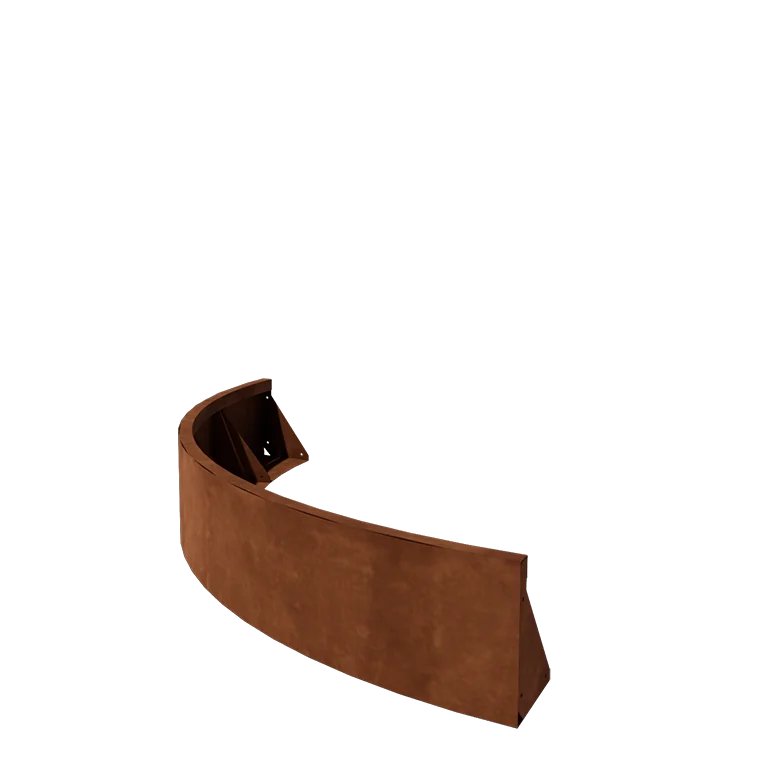 Muro de contenção em aço corten - Curva externa - 150 x 150 x 30 cm