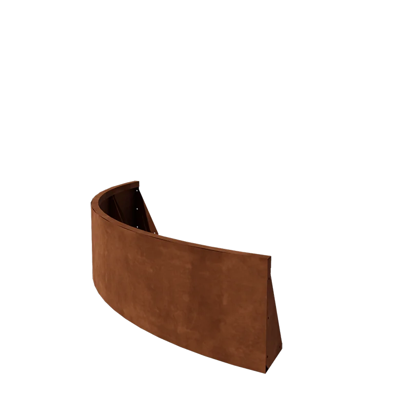 Muro de contenção em aço corten - Curva externa - 150 x 150 x 40 cm