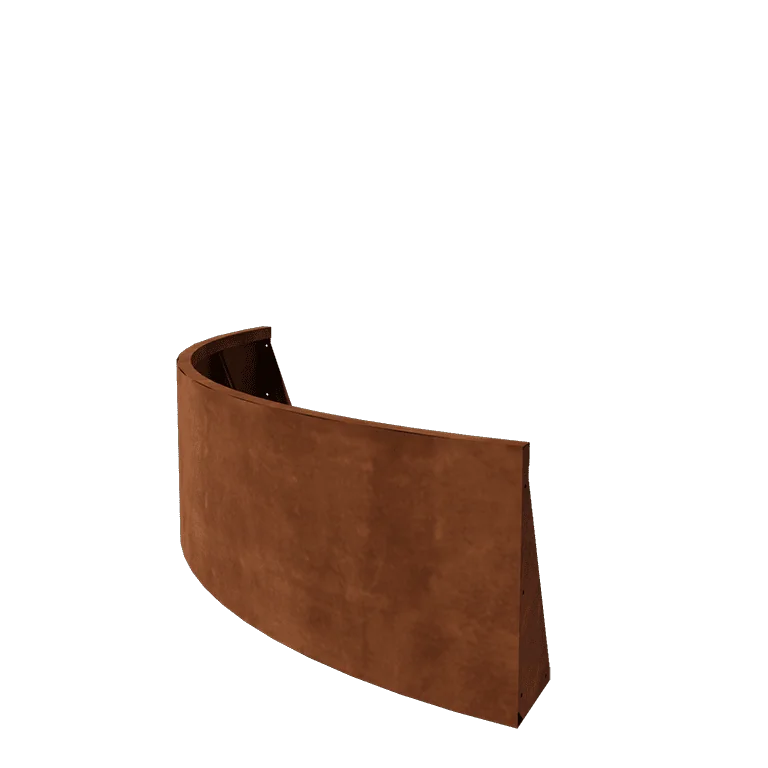 Muro de contenção em aço corten - Curva externa - 150 x 150 x 50 cm