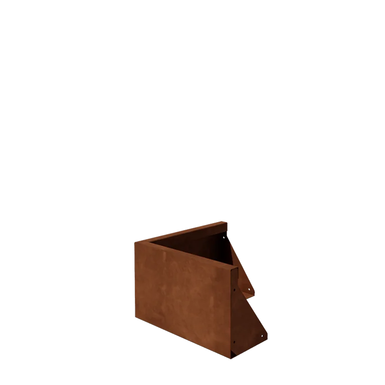Muro de contenção em aço corten - Canto externo - 50 x 50 x 30 cm