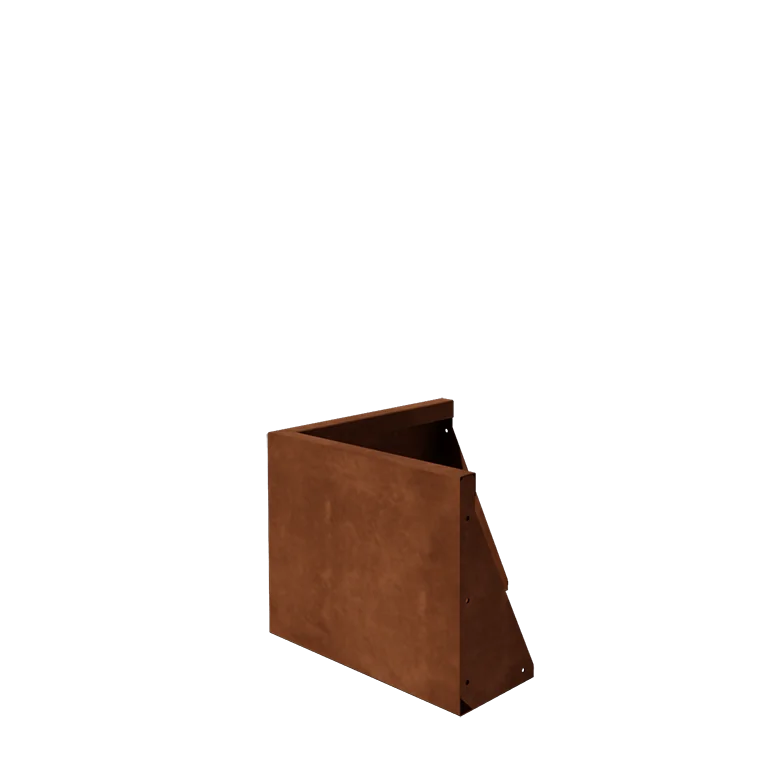 Muro de contenção em aço corten - Canto externo - 50 x 50 x 40 cm