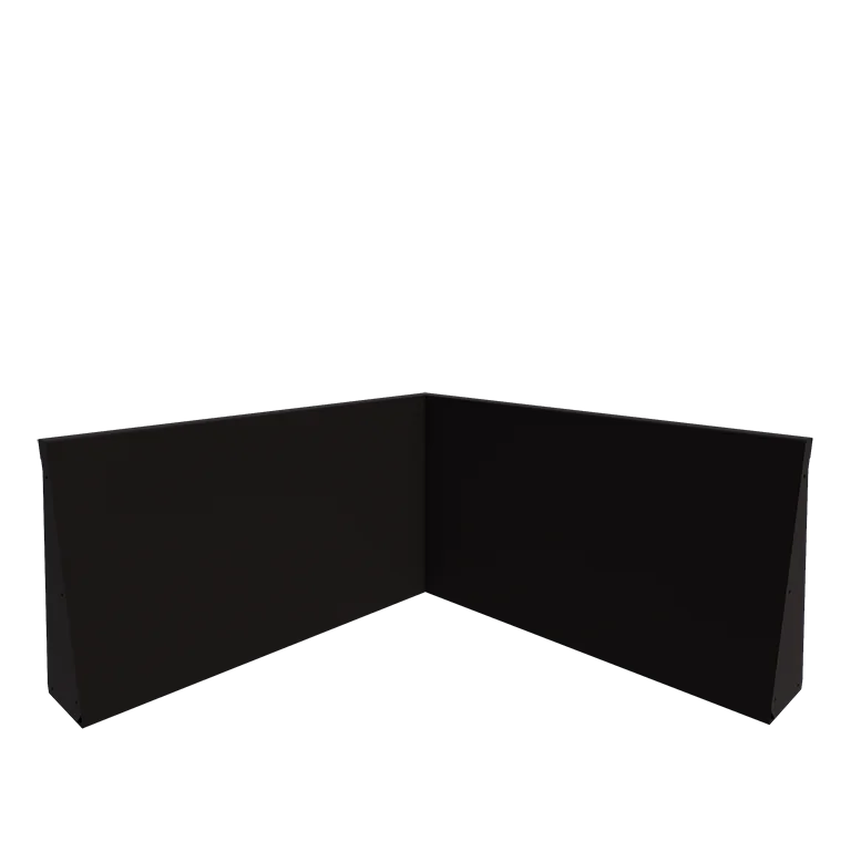 Muro de contenção em aço - Canto interno - 100 x 100 x 60 cm - RAL9005 fosco (preto)